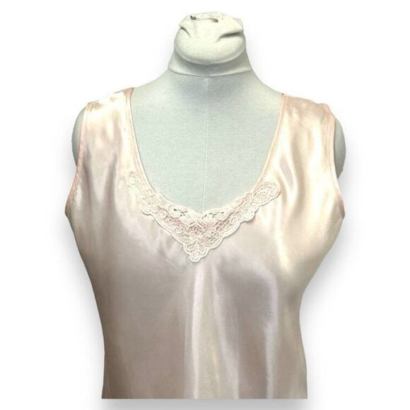 Escapades Vintage Women’s Sleeveless Lace Trim Cami Tank, Pink, size XL - Picture 2 of 9